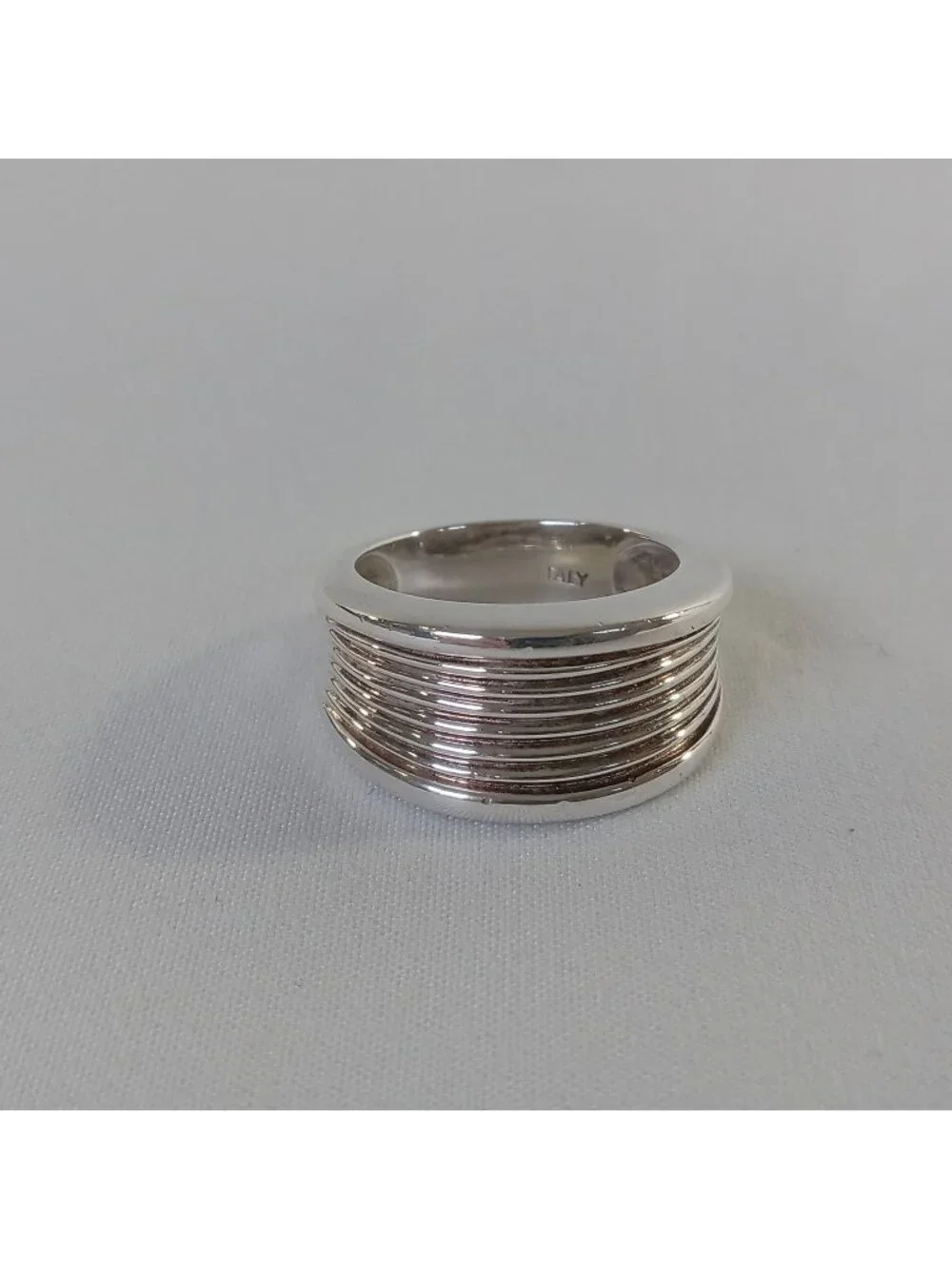 MILOR Italy 925 Sterling Silver Wide Ribbed Band Ring Size US 7 Unisex
